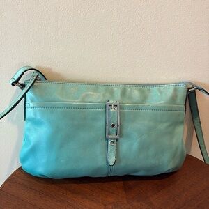 B. Makowsky  crossbody bag  shoulder bag  leather seafoam green  3 ext. pockets